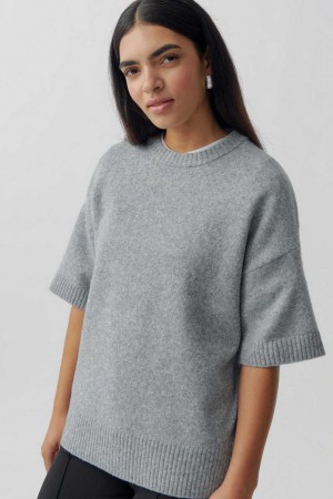 Grey Women Gina Tricot Oversized Knitted Sweaters | 59IGSQLCX