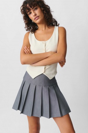 Grey Women Gina Tricot Pleated Mini Skirts | 25CXTSUMP