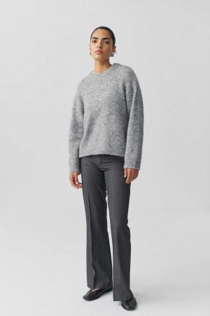 Grey Women Gina Tricot Relaxed Bootcut Trousers | 04QKYINUV