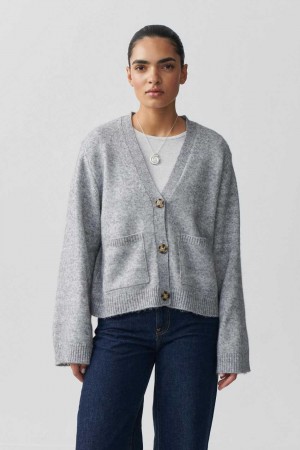 Grey Women Gina Tricot Relaxed Knitted Cardigan | 39JBQEVSI