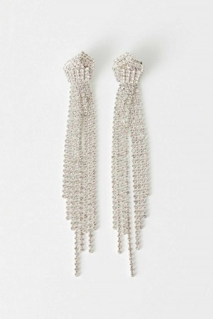 Grey Women Gina Tricot Rhinestone Earrings | 40QGRDCOZ