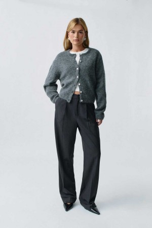 Grey Women Gina Tricot Tailored Wide Trousers | 97LJEXHTS