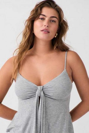 Grey Women Gina Tricot Tie Tank Top | 36DOUFPAH