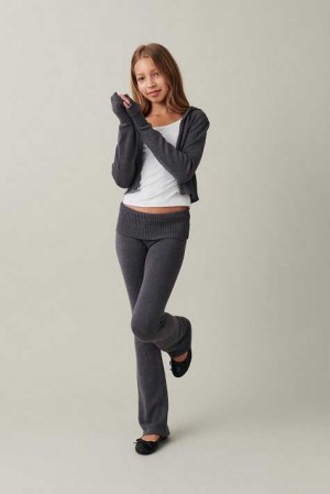 Grey Young Gina Tricot Knitted Yoga Pants | 27LCFJGIY