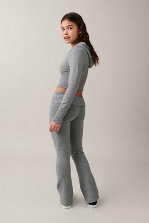 Grey Young Gina Tricot Knitted Yoga Pants | 69WLHBMFE