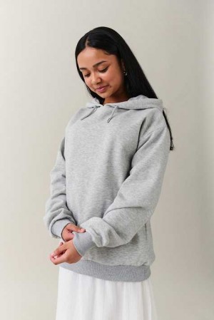 Grey Young Gina Tricot Y Basic Hoodie | 82CEVPGBK