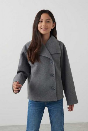 Grey Young Gina Tricot Y Short Felt Jacket | 49HGJTIUA