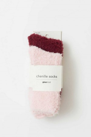 Pink Women Gina Tricot 2-pack Chenille Socks | 35DBCRILU