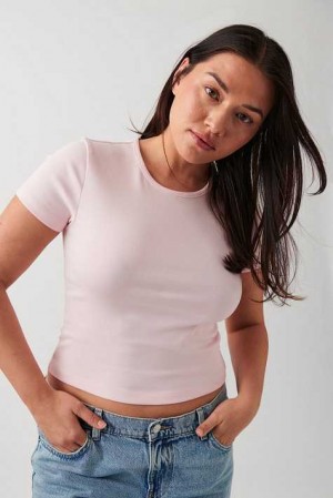 Pink Women Gina Tricot Basic Tight Top | 97FWCINRT