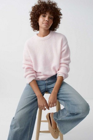 Pink Women Gina Tricot Boxy Knitted Sweaters | 23VLTYNEB