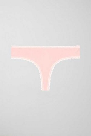 Pink Women Gina Tricot Cotton Half Thong | 76PRAVWFX