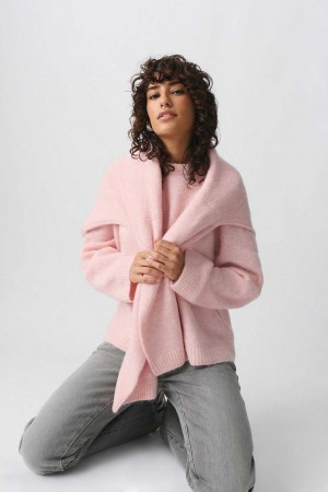 Pink Women Gina Tricot Crew Neck Knitted Sweaters | 91KUWCVPM