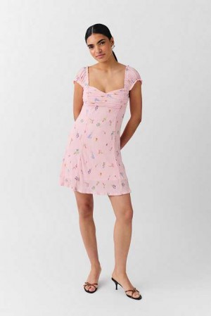 Pink Women Gina Tricot Crinkle Mini Dress | 32ETKLRQI