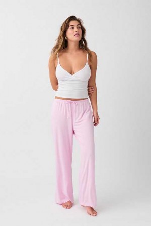 Pink Women Gina Tricot Drawstring Wide Pyjamas | 10JKHUQMO