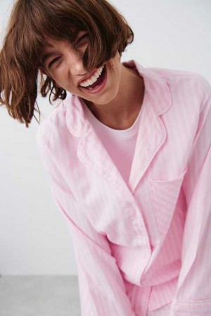 Pink Women Gina Tricot Flannel Pyjamas | 12WMKQZRO