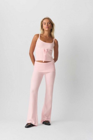 Pink Women Gina Tricot Knitted Lounge Trousers | 46LYMSNOB