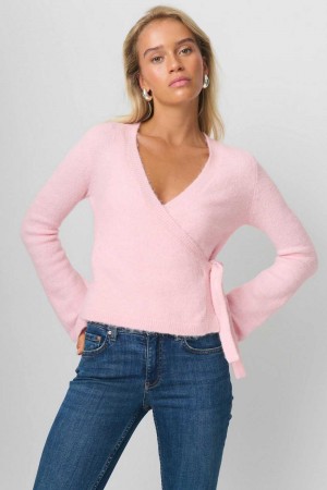 Pink Women Gina Tricot Knitted Wrap Cardigan | 05LTJPXHG