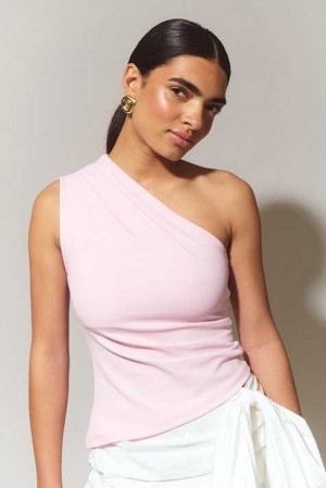 Pink Women Gina Tricot One Shoulder Drapy Top | 43KFLVARP