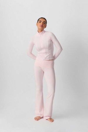 Pink Women Gina Tricot Soft Touch Folded Trousers | 04JDFVSPA