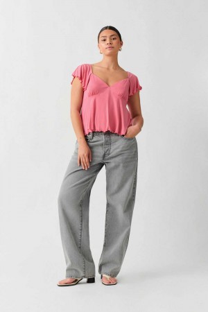 Pink Women Gina Tricot Tie Back Top | 80ESZYGHI