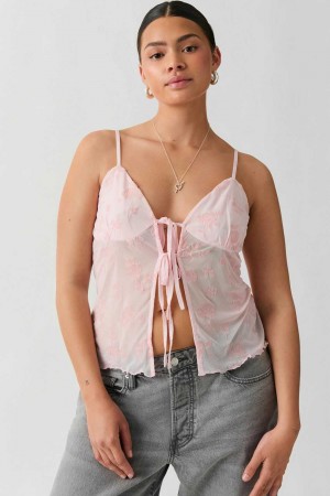 Pink Women Gina Tricot Tie Tank Top | 12JQEZUYP