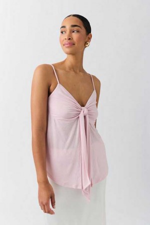 Pink Women Gina Tricot Tie Tank Top | 35HZYRVSX