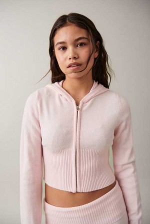 Pink Young Gina Tricot Knitted Yoga Hoodie | 48KQNOIGC