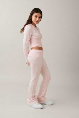 Pink Young Gina Tricot Knitted Yoga Pants | 94CULPHZR