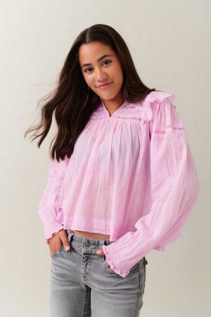 Pink Young Gina Tricot Y Boho Lace Blouse | 57XFYWBJG