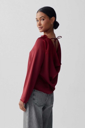 Red Women Gina Tricot Draped Blouse | 13ZMFHVPO