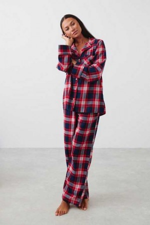 Red Women Gina Tricot Flannel Pyjamas | 08CNXOMZY