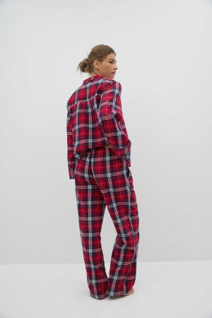 Red Women Gina Tricot Flannel Pyjamas | 53DRPXGNM