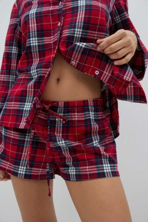 Red Women Gina Tricot Flannel Pyjamas | 61DNOHYUF