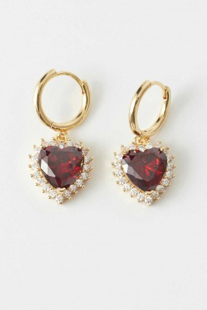 Red Women Gina Tricot Heart Earrings | 38NBYSROK