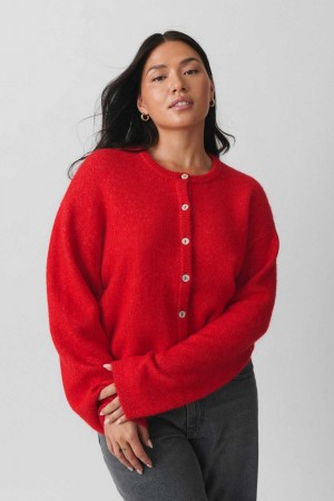 Red Women Gina Tricot Knitted Cardigan | 92KPWJVXU