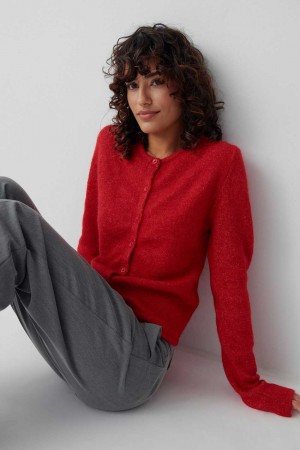 Red Women Gina Tricot Knitted Cardigan | 75SPUEBNC