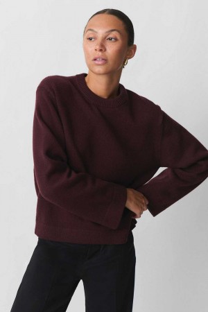 Red Women Gina Tricot Knitted Crew Neck Sweaters | 26HUIFLAG