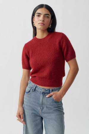 Red Women Gina Tricot Knitted Sweaters | 27DVKMOJE