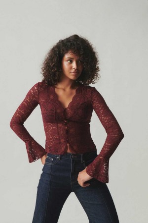 Red Women Gina Tricot Lace Top | 29LHNUIZD