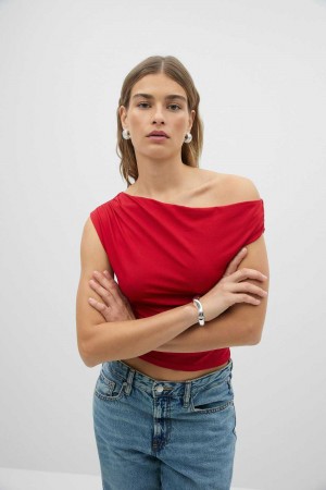 Red Women Gina Tricot Micro Top | 20PAOZXDY