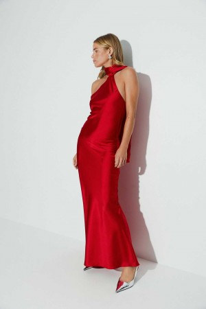 Red Women Gina Tricot Open Back Dress | 42TEPOUAY