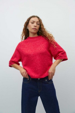 Red Women Gina Tricot Oversized Knitted Sweaters | 62BWVJXEY