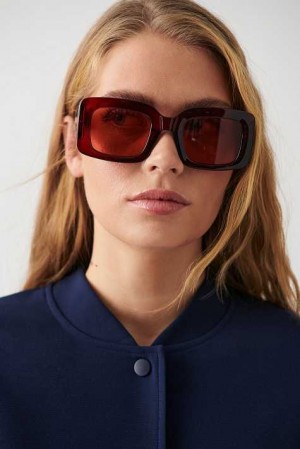 Red Women Gina Tricot Square Shaped Sunglasses | 91RNACUJP