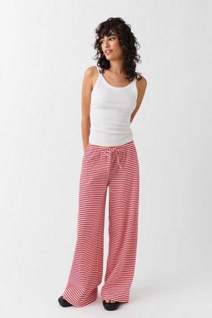 Red Women Gina Tricot Striped Soft Trousers | 64APQZBHI