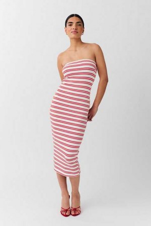 Red Women Gina Tricot Super Stretch Tube Dress | 59XOTWEDG