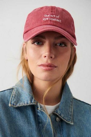 Red Women Gina Tricot Washed Cotton Cap | 70FTWZUIC