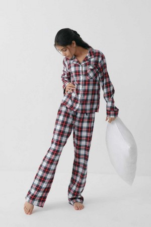 Red Young Gina Tricot Y Flannel Pajama Pants | 20YJEMLKW