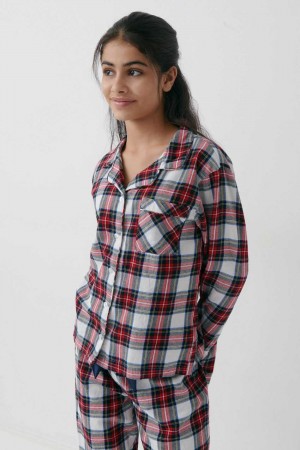 Red Young Gina Tricot Y Flannel Pj Shirts | 03PXWASUJ