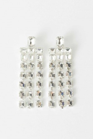 Silver Women Gina Tricot Rhinestone Earrings | 29XGKMZYP