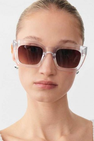 Transparent Women Gina Tricot Chunky Sunglasses | 36NYXGZSM